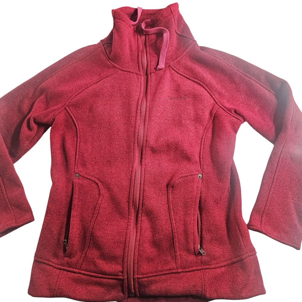 Avalanche Jacket Womens Large Red Fleece Full Zip Stand Collar Warm Pockets